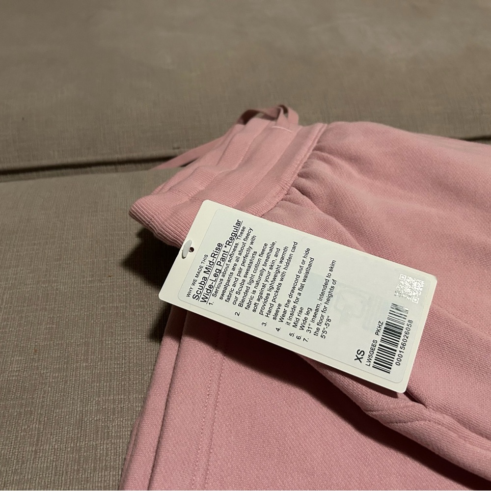 Lululemon Scuba mid-rise wide leg pant pink haze XS NWT - Picture 5 of 6